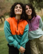 Smolikas Half-Zip Sweatshirt Orange - Teal - Image 3