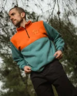 Smolikas Half-Zip Sweatshirt Orange - Teal - Image 4