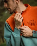 Smolikas Half-Zip Sweatshirt Orange - Teal - Image 2